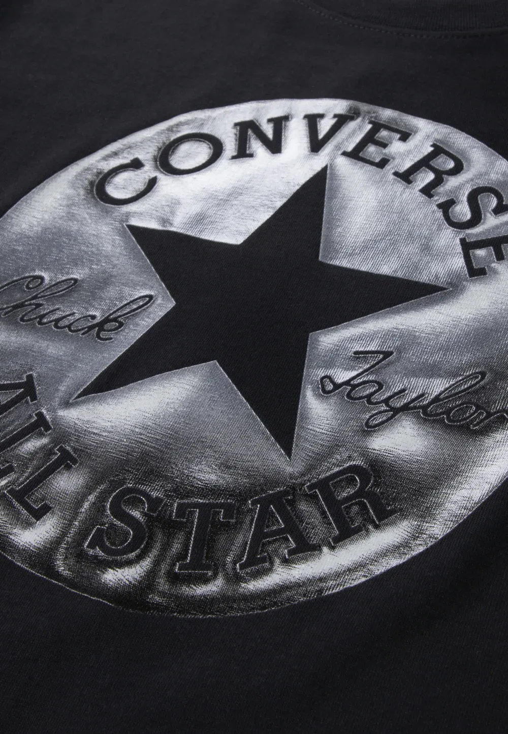 Однотонная хромированная футболка - футболка с принтом Converse, Black — фото 3