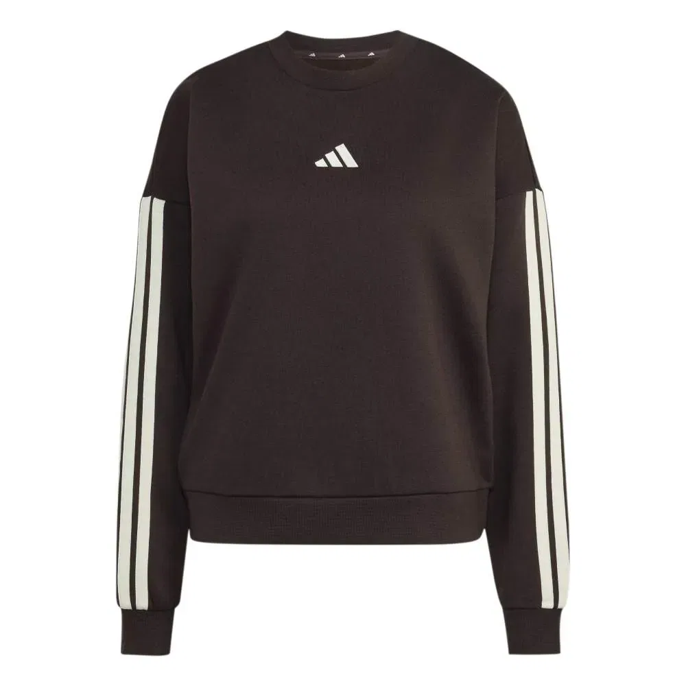 Женский свитшот из футера с принтом 3 Stripes Adidas, Black — фото 3