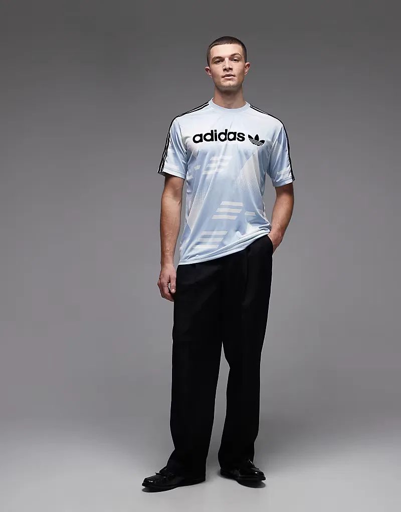 Футболка с логотипом Adidas Originals, светло-голубой — фото 2