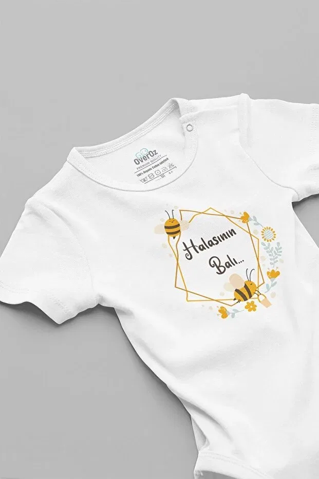 Детское боди для новорожденных с принтом Aunt's Honey Overoz, Ecru
