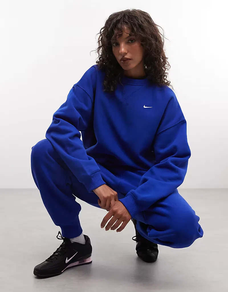 Толстовка Nike Studio Fleece из плотной флиса оверсайз, синий — фото 2