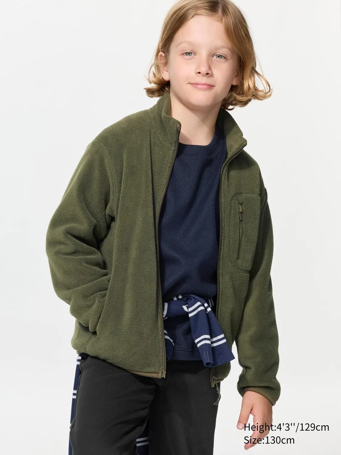 Куртка Uniqlo, детская, флисовая, оливковый
