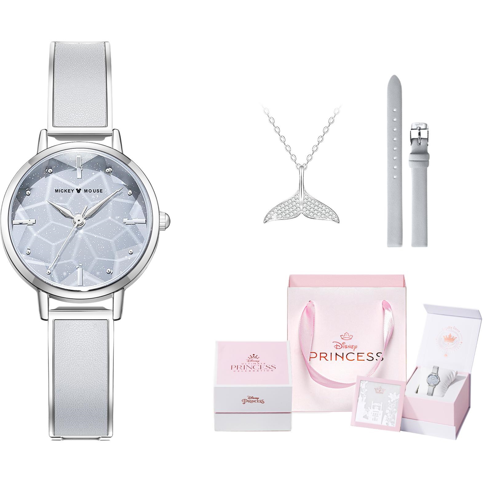 

Disney Часы Quartz Movement Watch Women's Watch Blue Dial, Poetic Silver Gray[Disney Princess Gift Box Set]