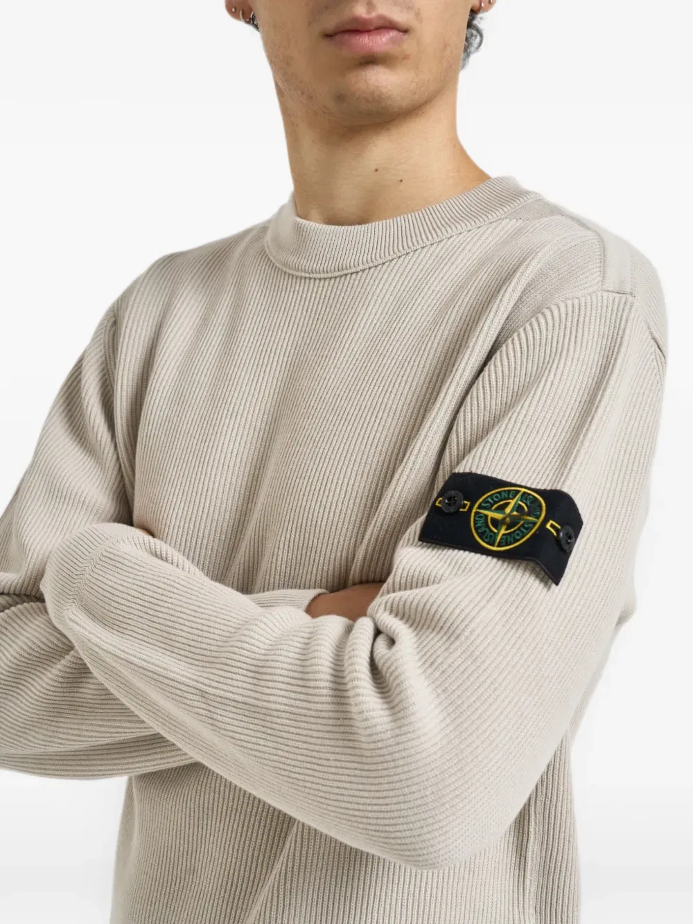 Свитер вязаный Stone Island, бежевый — фото 3