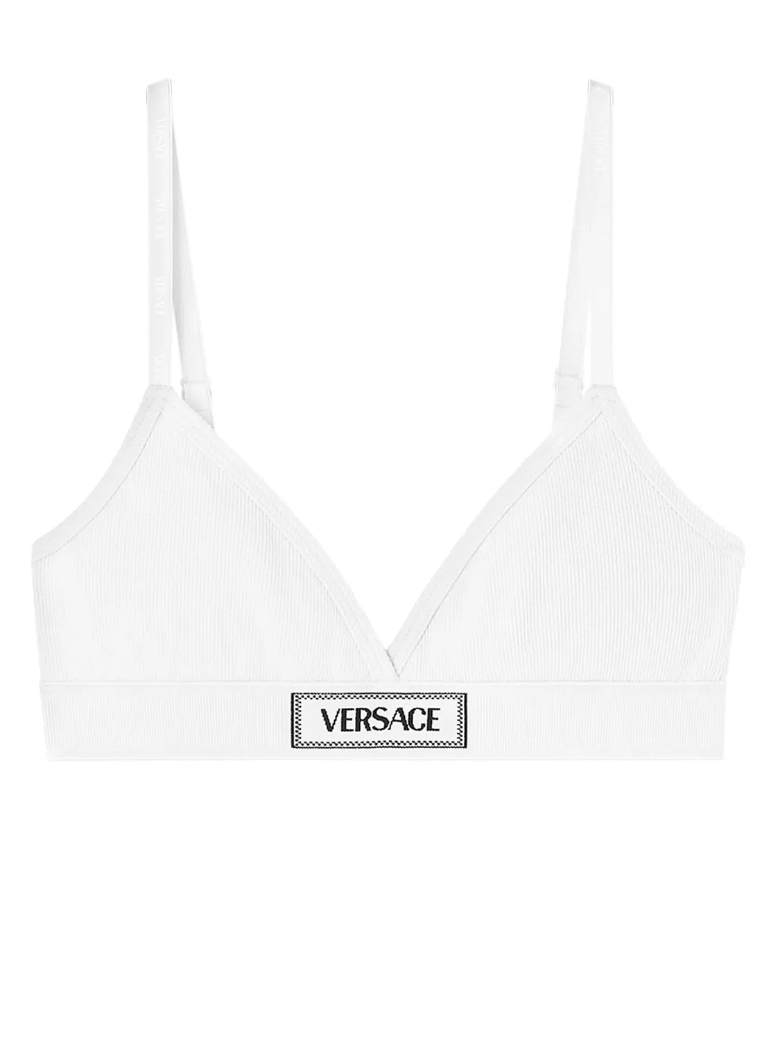 Бра из хлопкового микса с логотипом Versace, белый