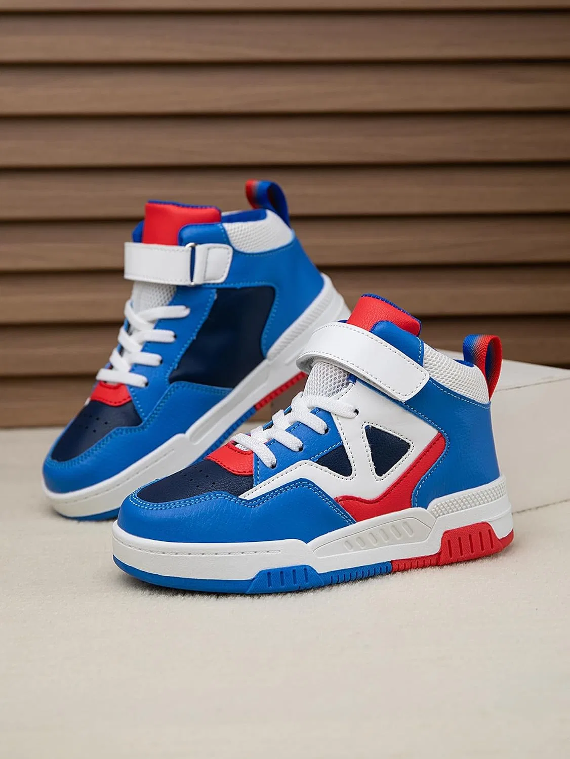 Детские кроссовки с кожаным верхом Retro Street Style JTTIO, Royal Blue — фото 4