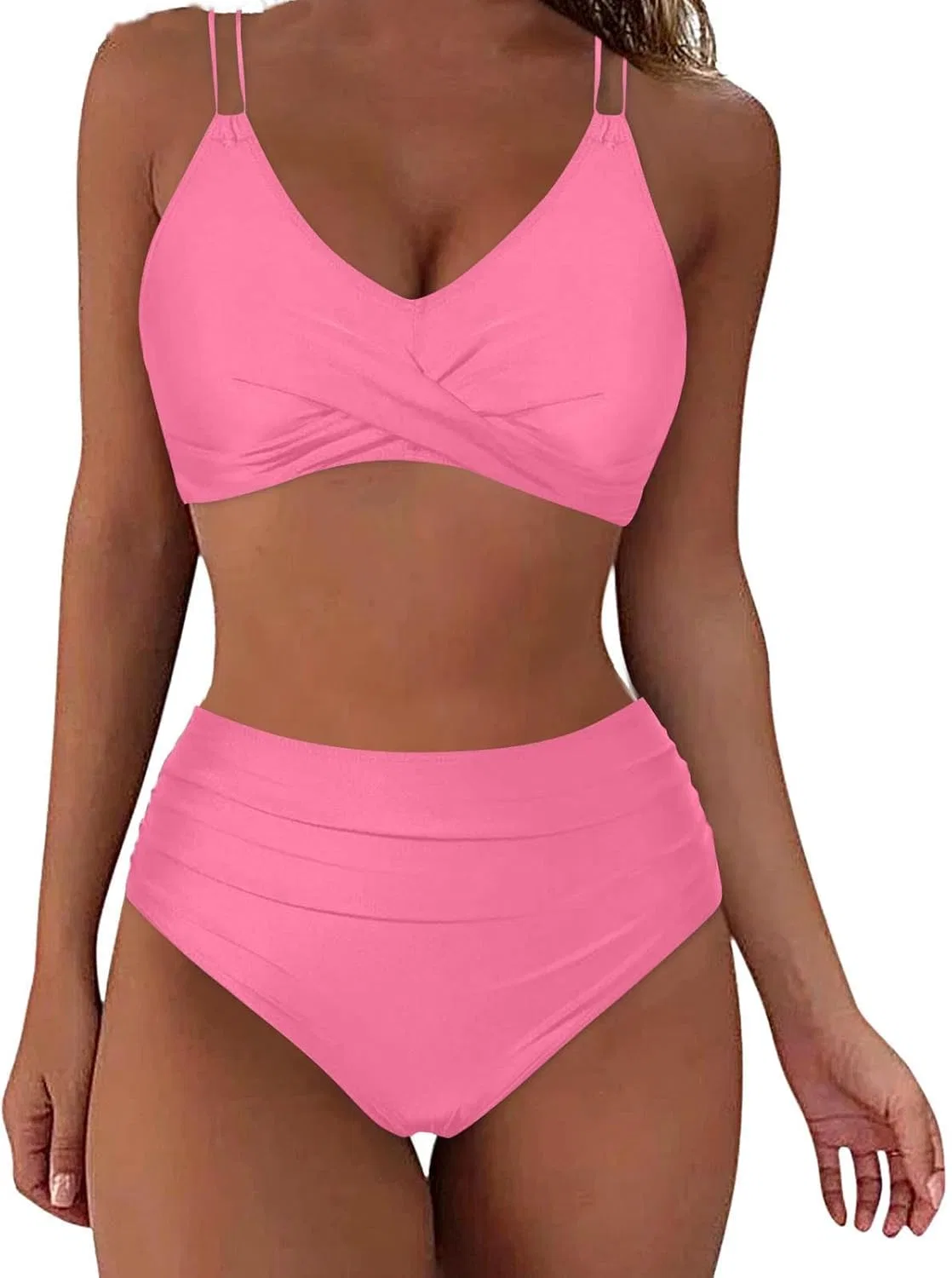 Женский купальный костюм с высокой талией для контроля живота Generic, Pink