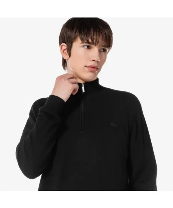 Свитер мужской базовый полузастежка-молния Lacoste, серый — фото 4