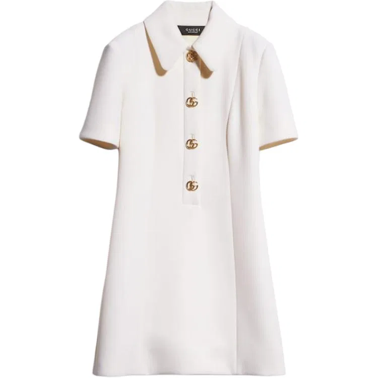 Женское платье с длинным рукавом, белое, GUCCI, White