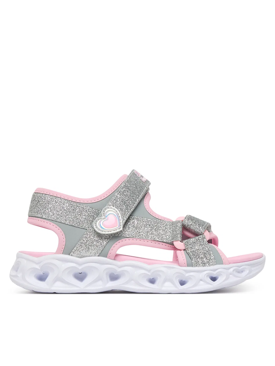 Сандалии для девочки S-Lights: Heart Lights Sandal Sugar Sparks Skechers, серебристый