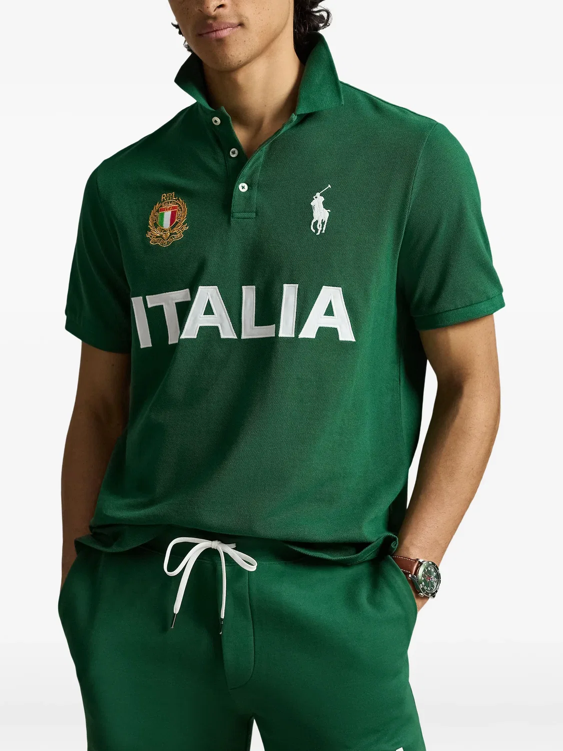 Футболка-поло Italia зеленая Polo Ralph Lauren, зеленый — фото 2