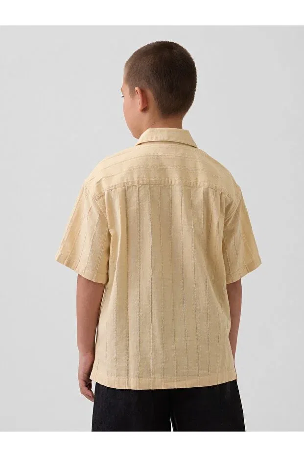 Детская рубашка для мальчиков свободного кроя Relaxed Vacay Shirt Gap, Beige-000 — фото 3