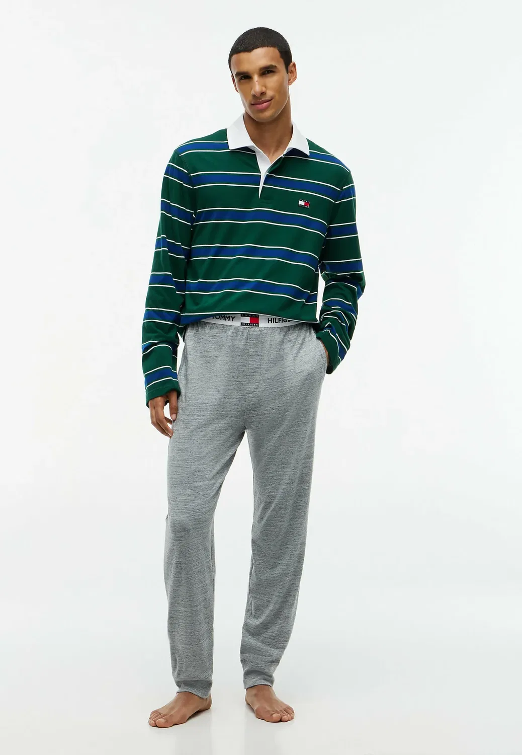 Пижамный комплект для регби Ls - th heritage sleep - пижама Tommy Hilfiger, Green Yd Stripe Mid Grey