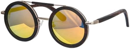 

Деревянные солнцезащитные очки для женщин, круглые солнцезащитные очки для женщин, поляризационные очки, винтажные солнцезащитные очки ручной работы MTZJH, C2 Orange Lenses