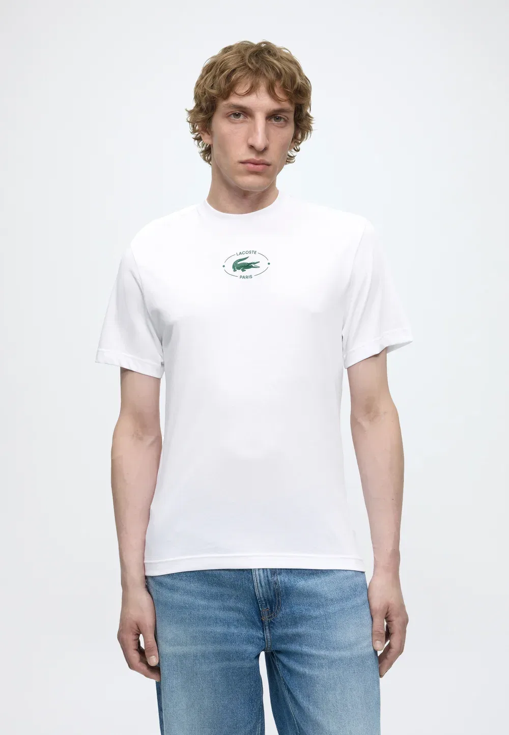 Футболка Lacoste White - Базовая модель унисекс, однотонная, белого цвета