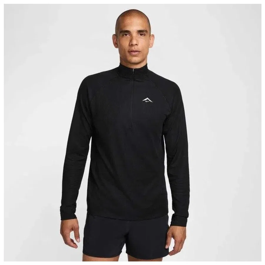 Мужская техническая футболка с длинным рукавом Dri-FIT Mid Layer Trail Running 1/2 Zip Nike, Черный — фото 4