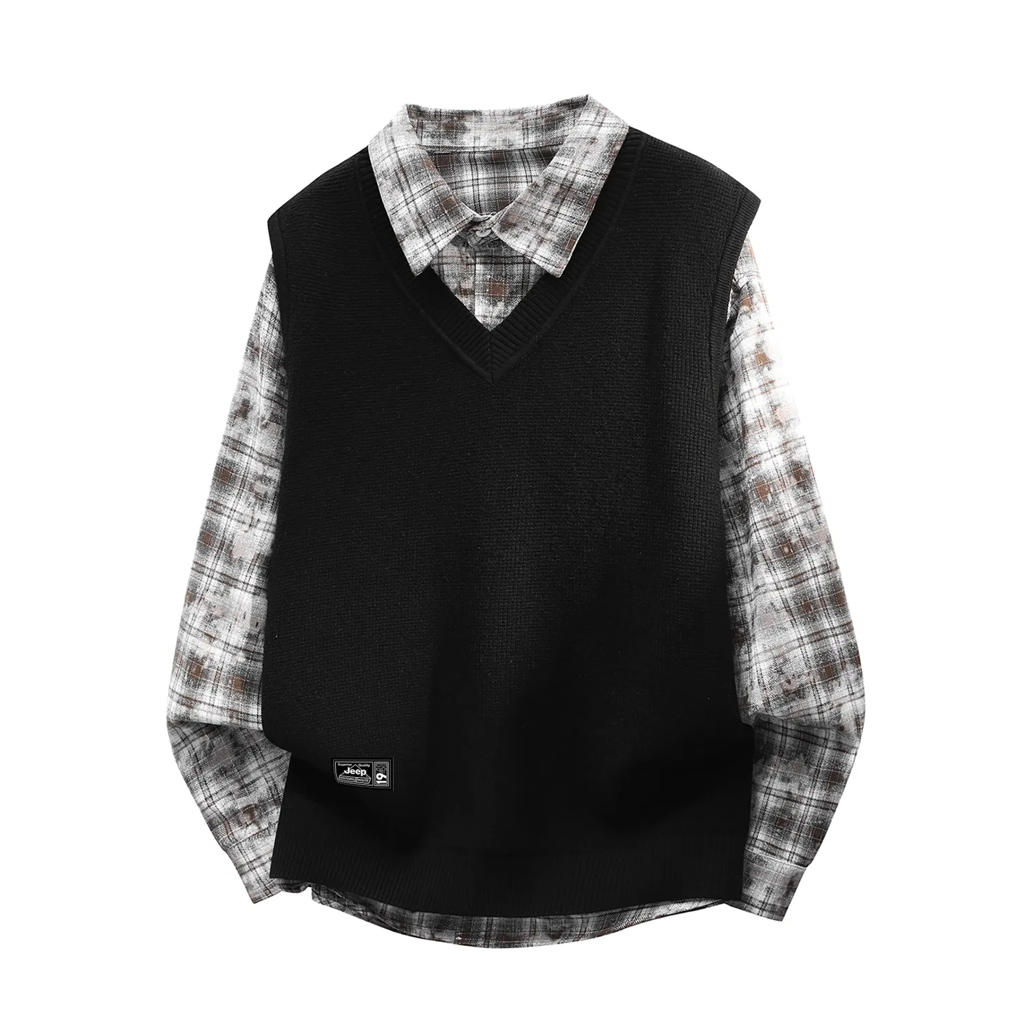 Детский джемпер с воротником-лацканом Jeep Leisure Collection, Black
