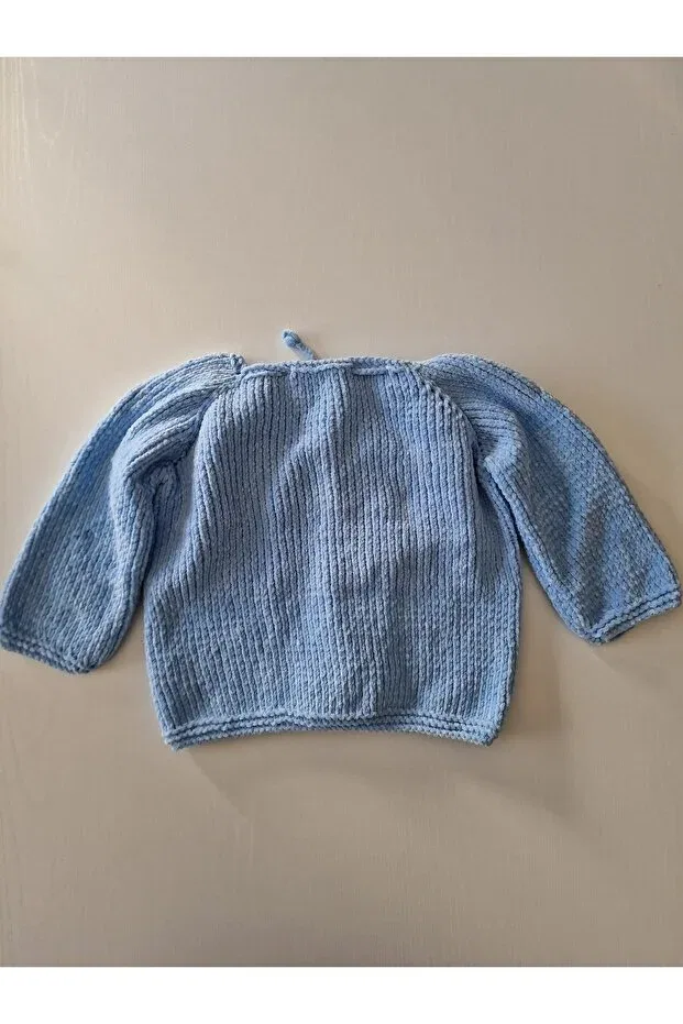 Детский кардиган с воротником Питер Пэн Hobby Cafe Hand Knitted Butik, Blue — фото 3