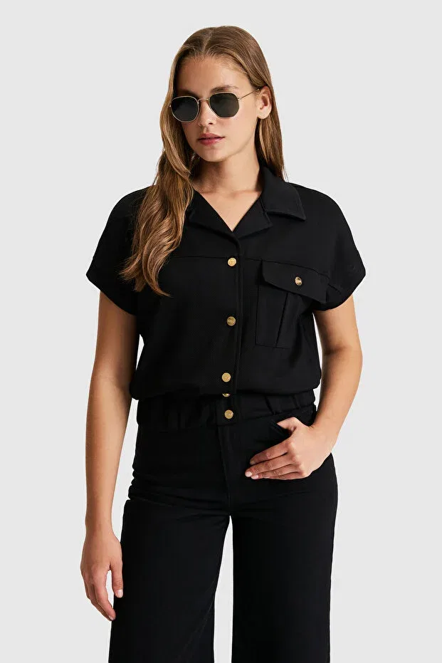 Женская хлопковая рубашка U.S. Polo Assn., Black — фото 4