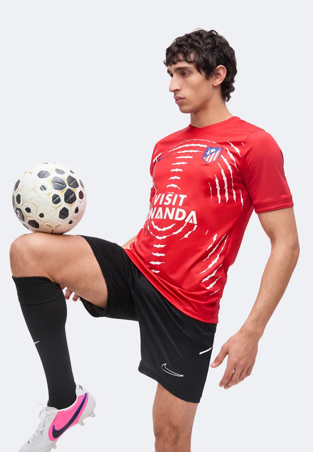 Банкомат - футбольная майка Nike Performance, University Red/White/Deep Royal Blue — фото 4