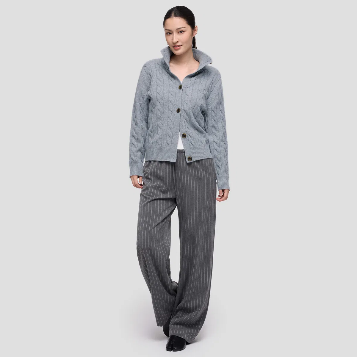 Женский кардиган из трикотажа средней посадки GAP, Gray — фото 4