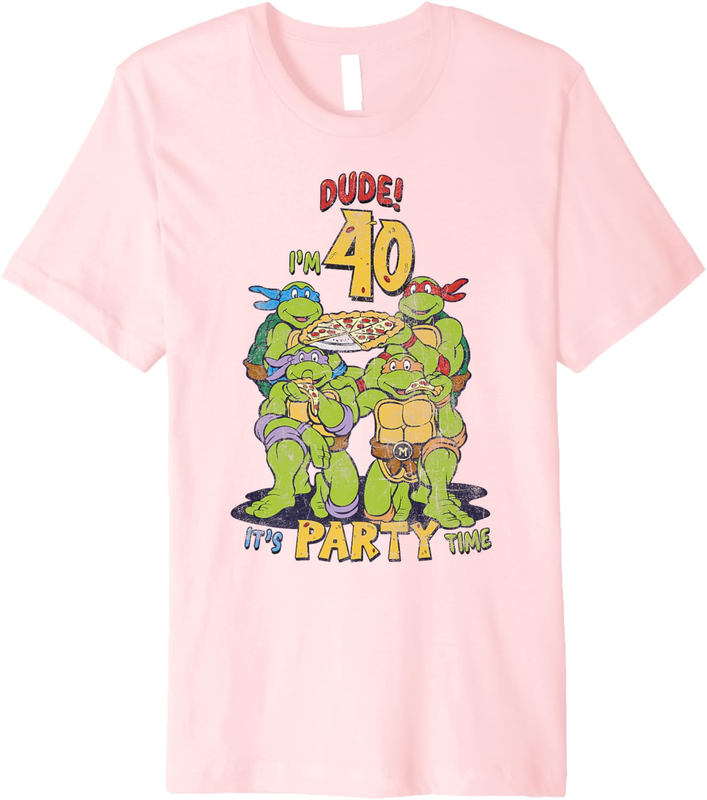 

Мужская футболка Teenage Mutant Ninja Turtles 40th Birthday Pizza Party Premium, розовый