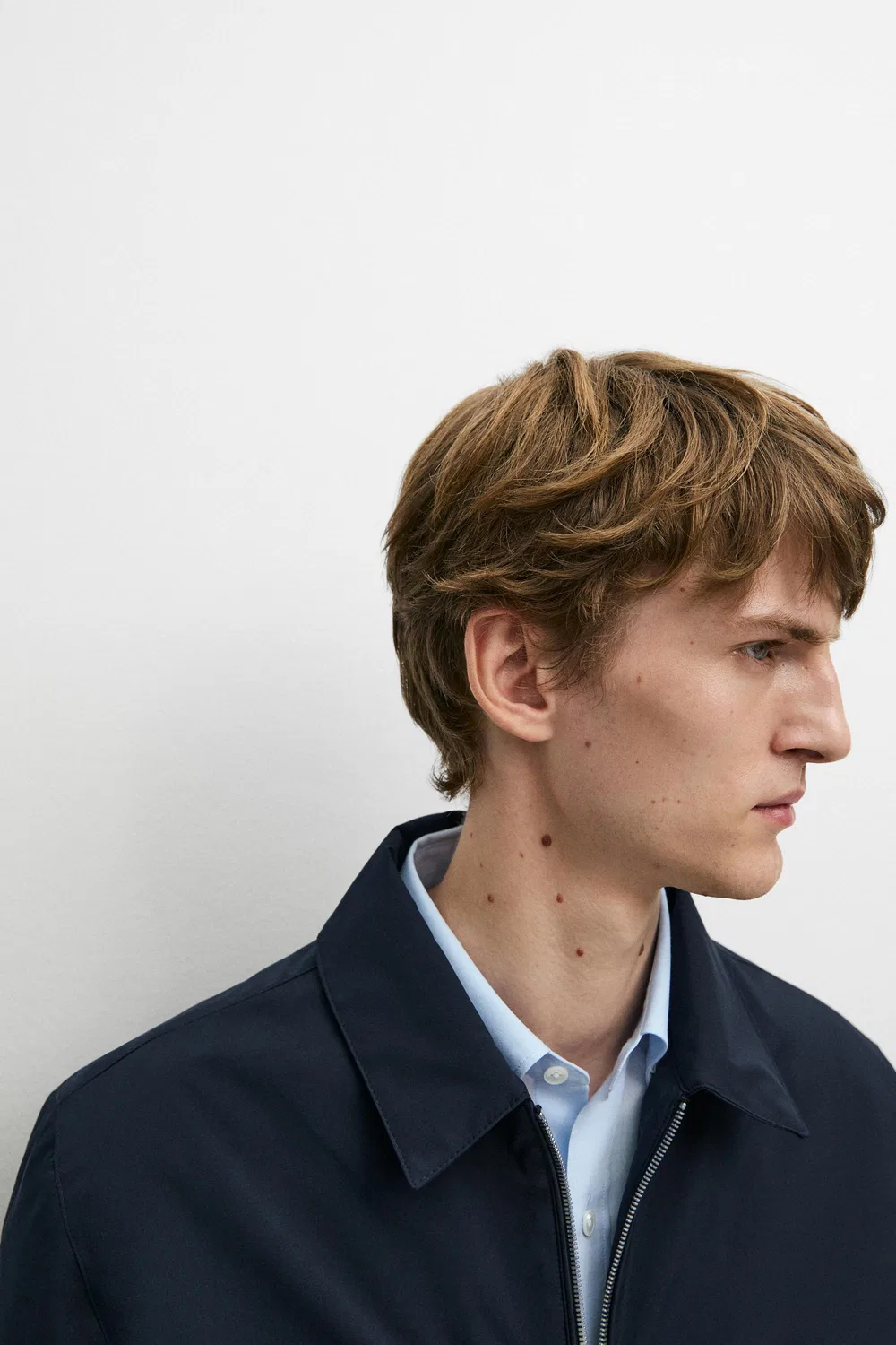 Легкая куртка с воротником Massimo Dutti, темно-синий — фото 4