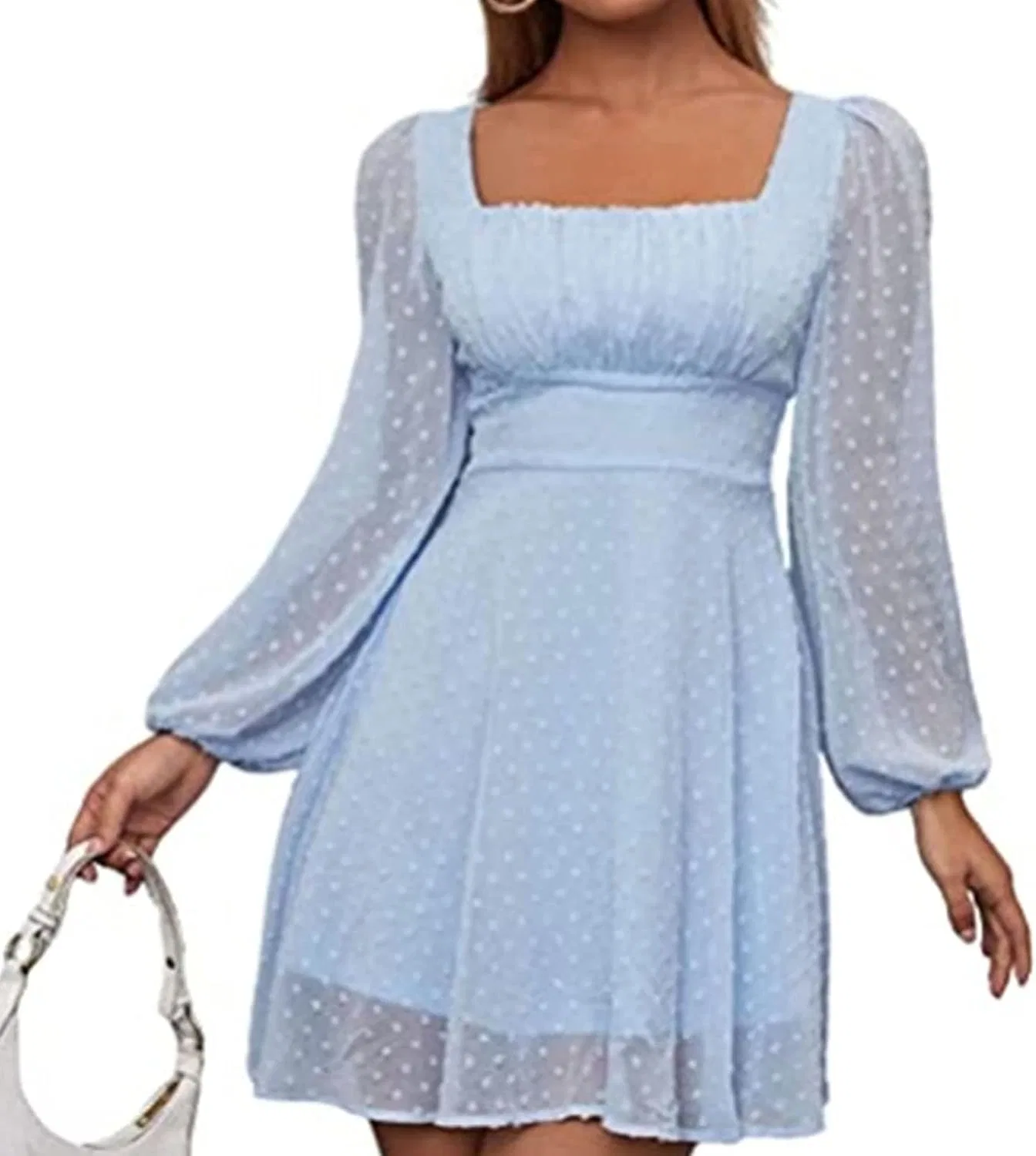 Женское платье миди с воланами A-силуэта, Light Blue
