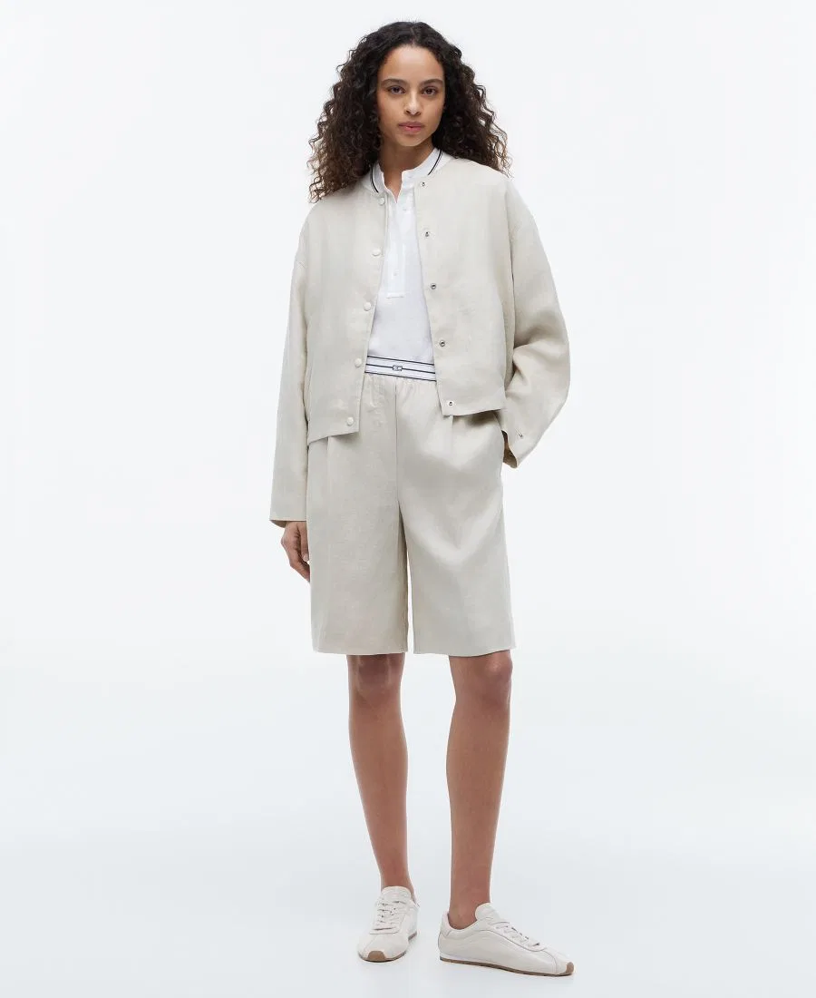 Женский бомбер из льна с длинным рукавом Tommy Hilfiger, Classic Beige — фото 2