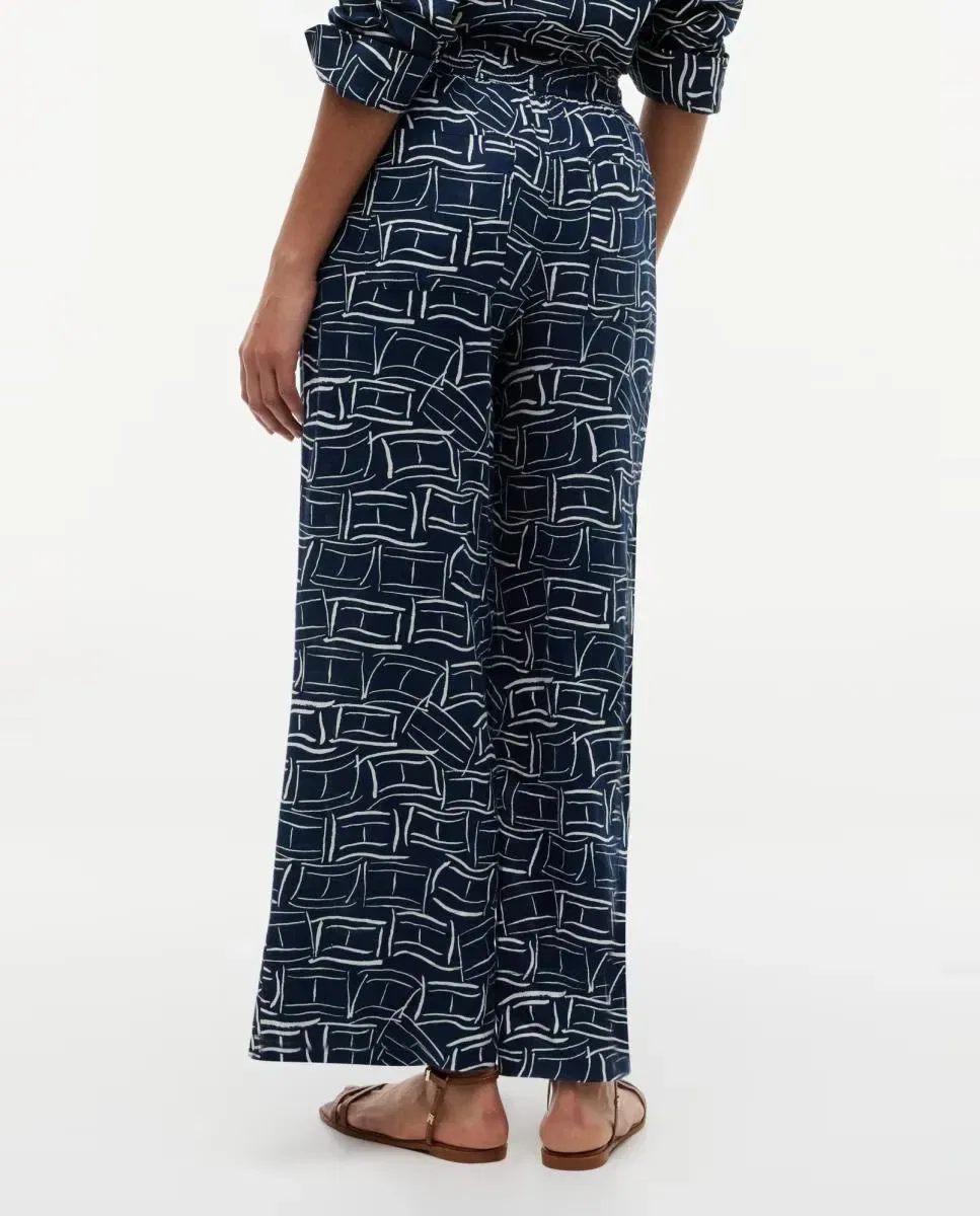 Женские широкие брюки из льна Tommy Hilfiger, Azul Marino — фото 3