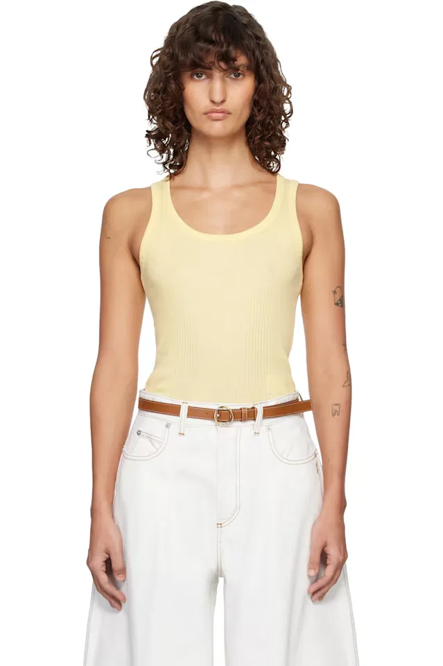Желтая майка круглый квадрат Jacquemus
