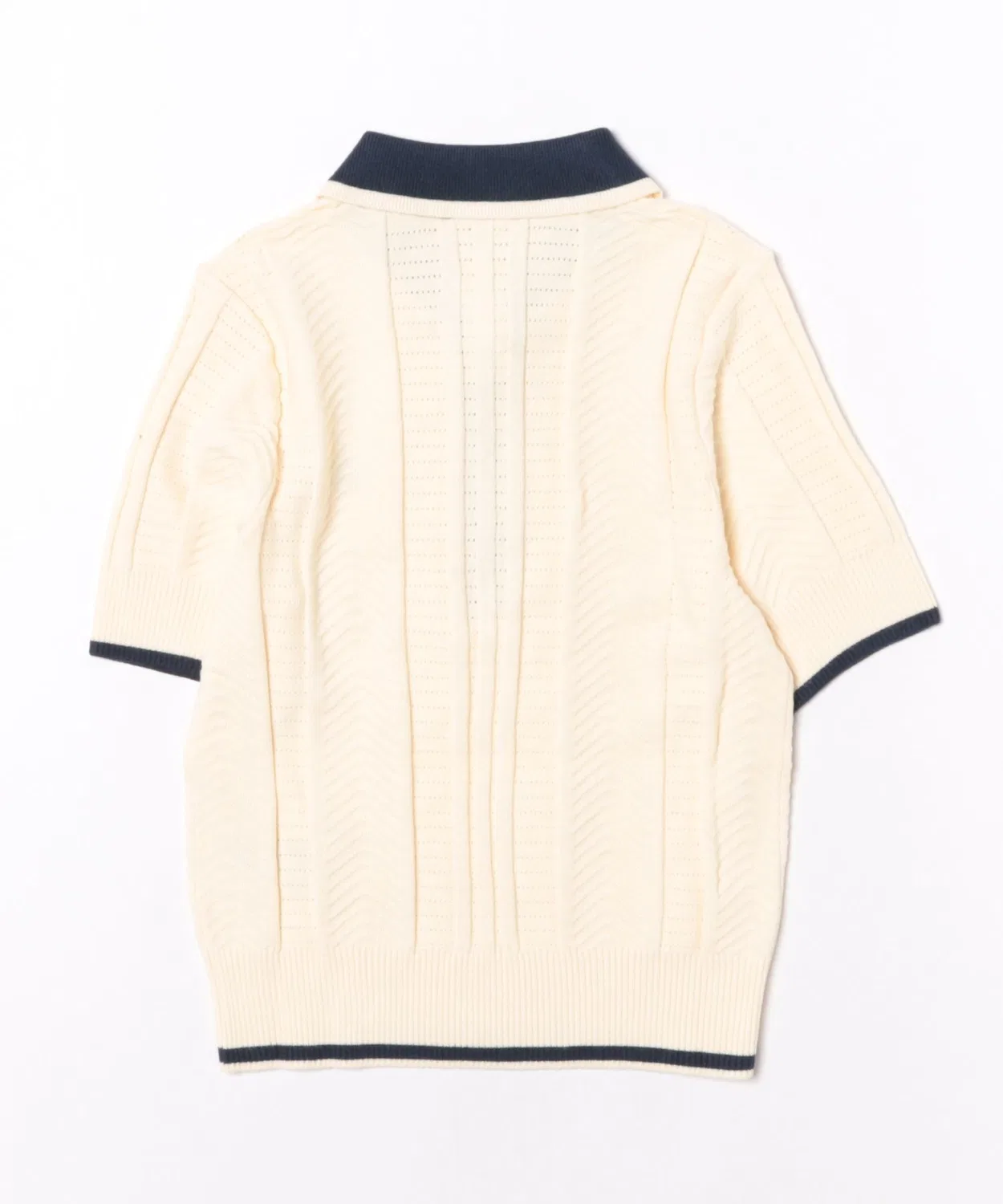 Женское поло с кабельным узором с коротким рукавом Adidas W CABLE KNIT CALI TEE POLO, Warm Vanilla — фото 2