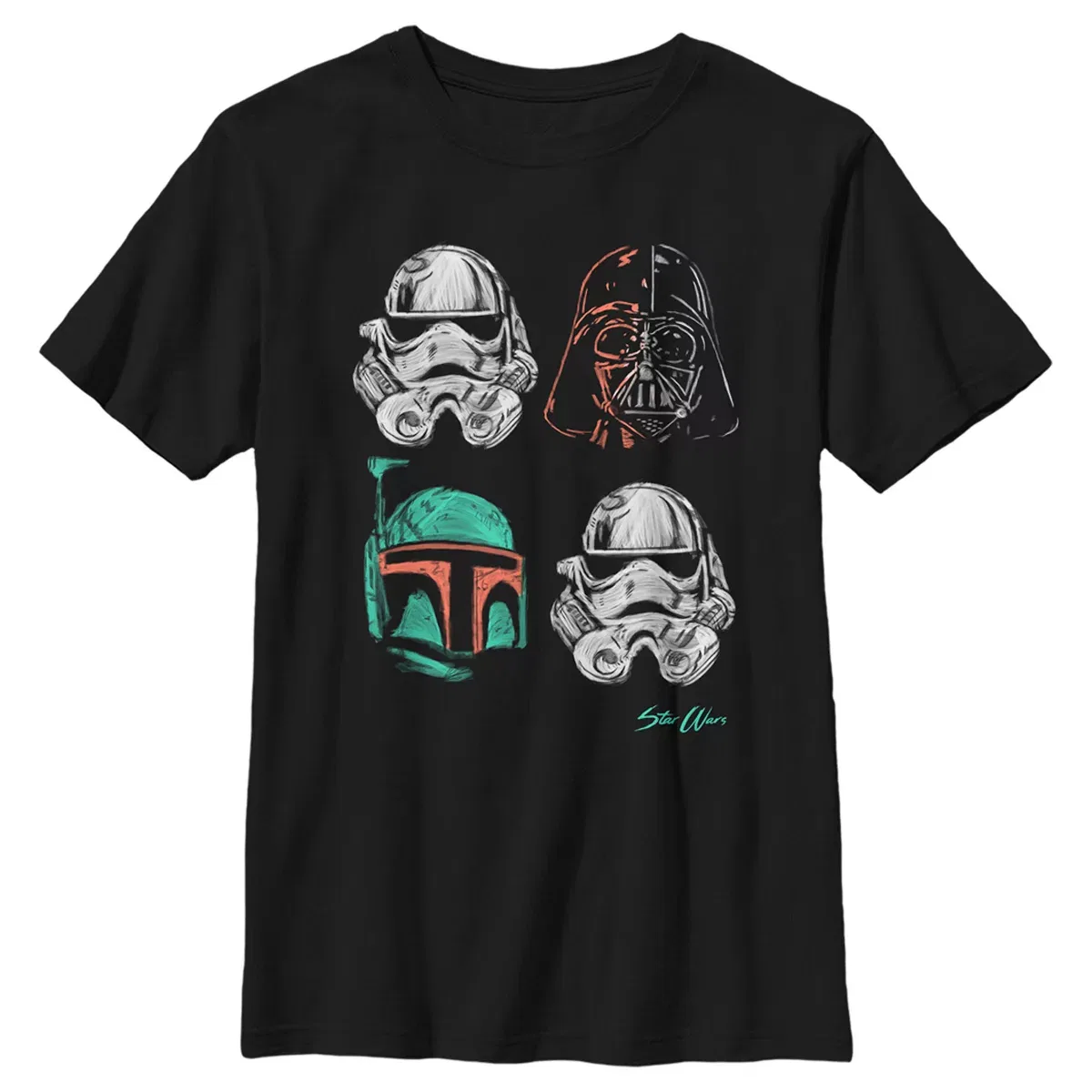 Детская футболка с принтом Star Wars: A New Hope Chalk Masks Star Wars, Black