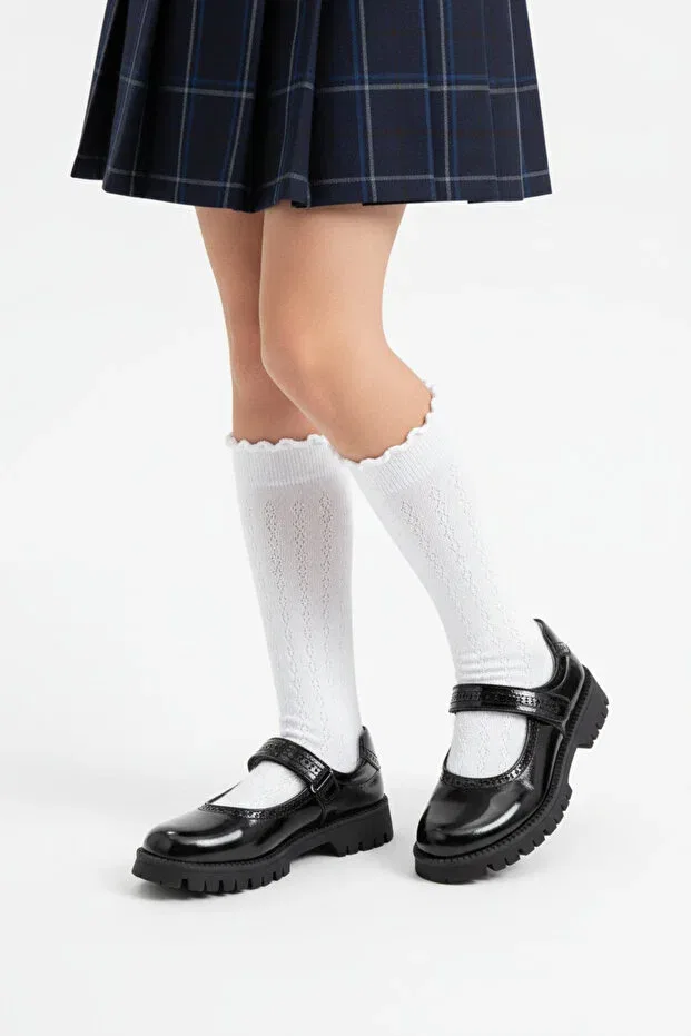 Детские туфли для девочек из натуральной кожи Glee black patent leather Kids A More, Black — фото 2