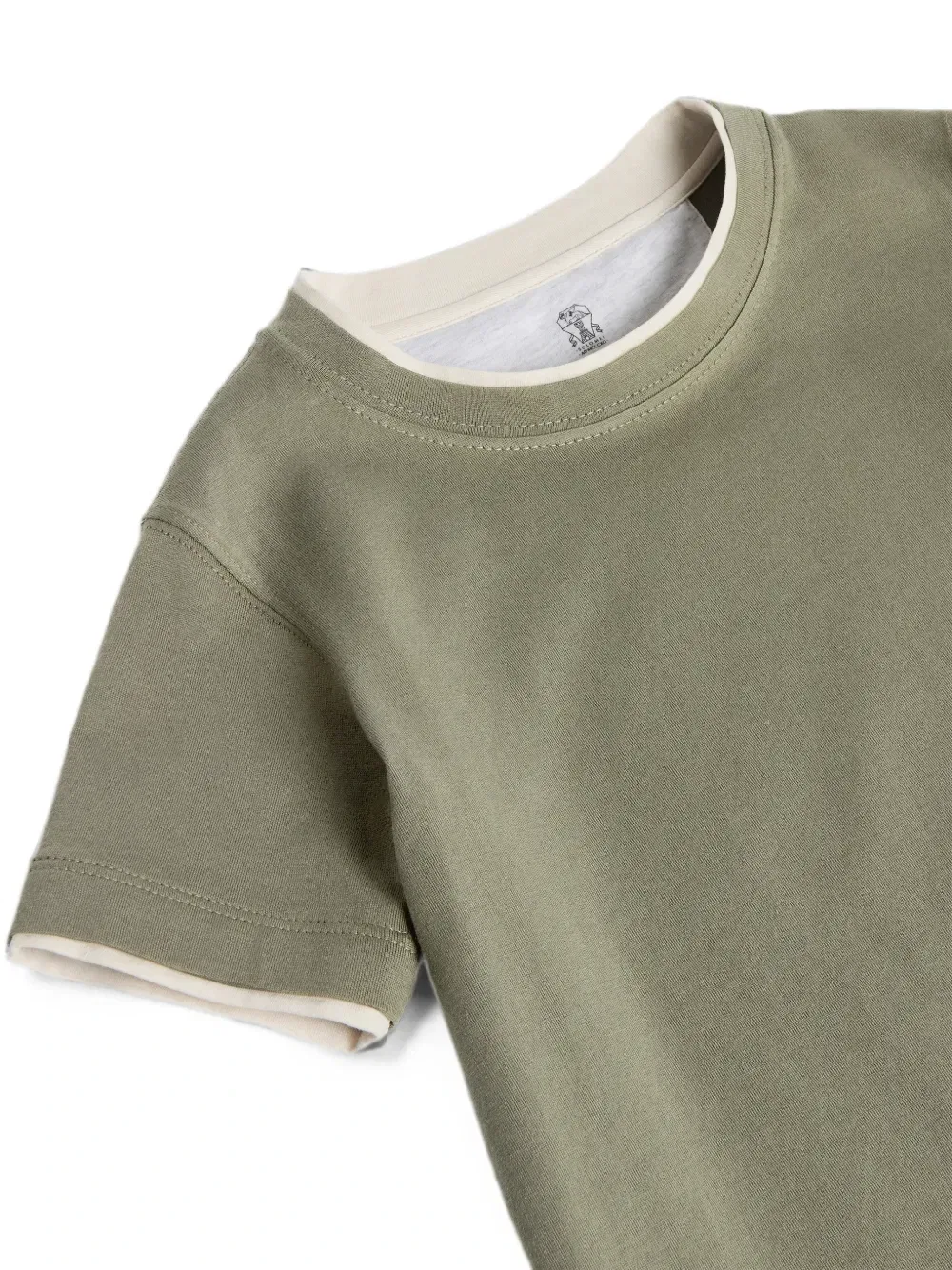 Футболка из джерси с искусственным слоем Brunello Cucinelli Kids, зеленый — фото 3