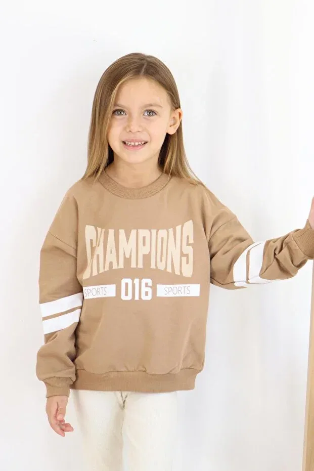 Детские свитшот для мальчиков с принтом Champion printed sweat Miababy, Brown