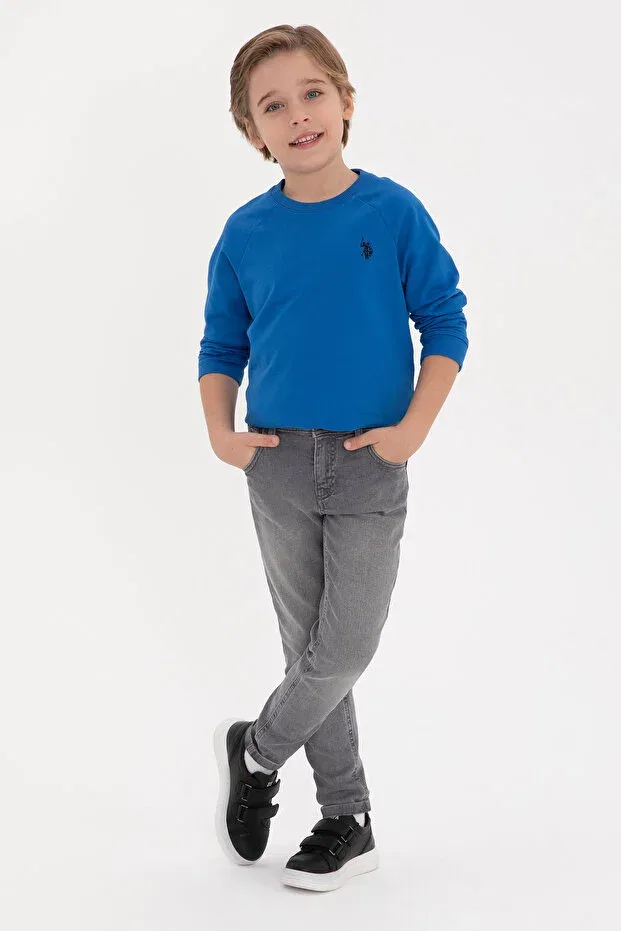 Детские свитшот для мальчиков хлопковый Saks Basic Crew Neck U.S. Polo Assn., Dark Blue — фото 2
