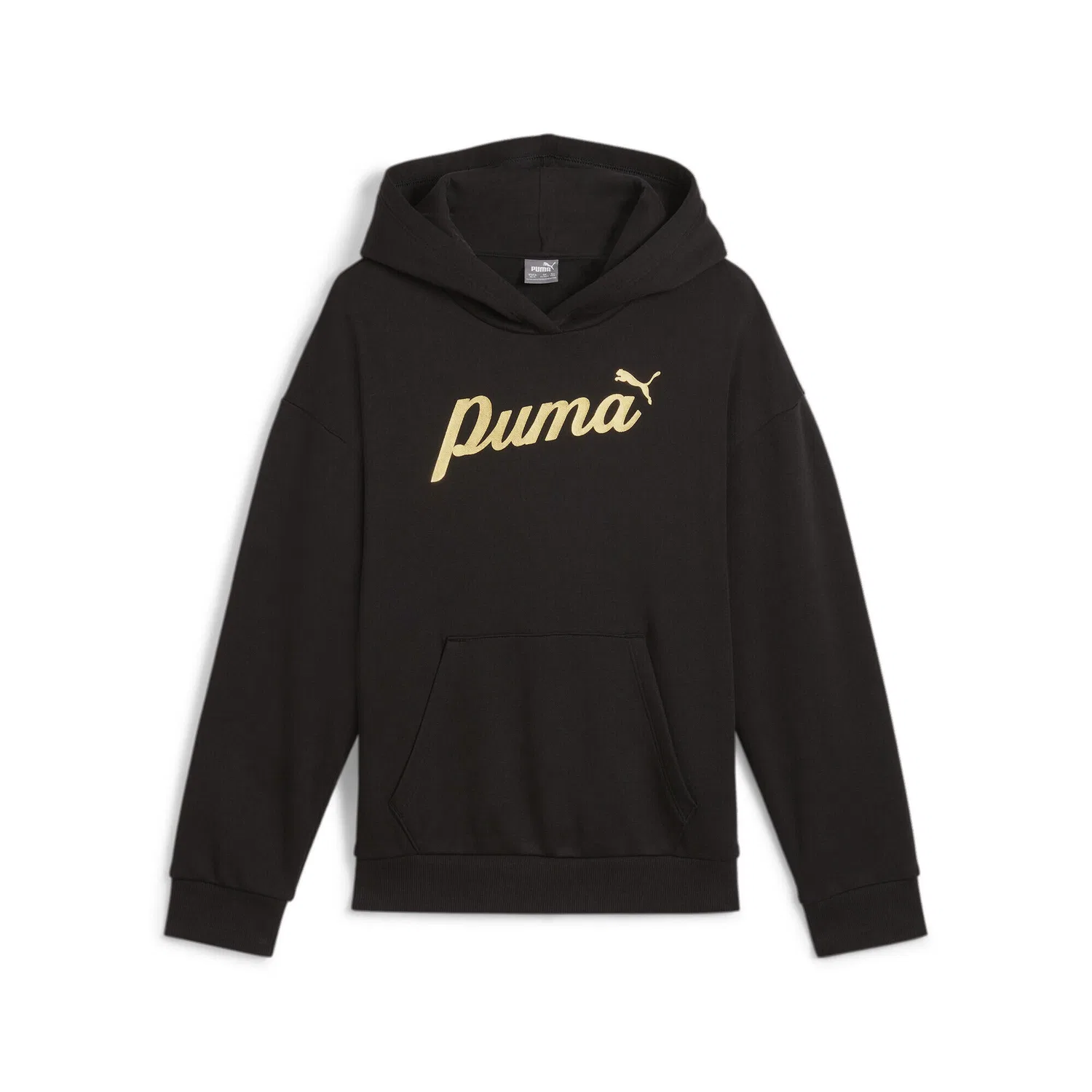 Детское худи с длинным рукавом ESS+ SCRIPT Puma, Schwarz Gold