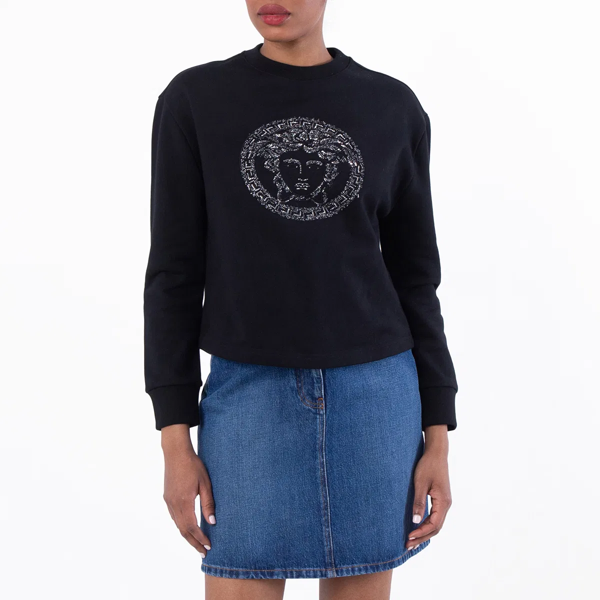 Свитшот с вышивкой Medusa из хлопка Versace, Black
