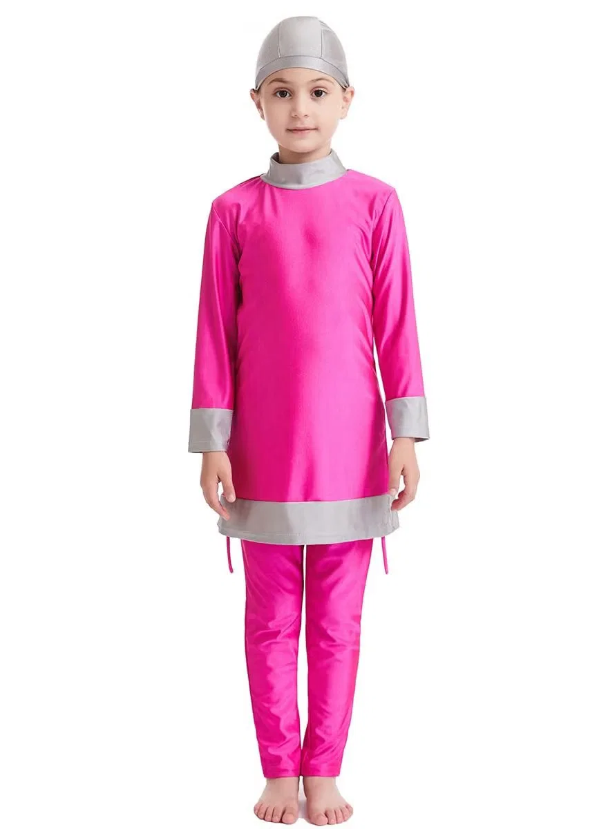 Купальный костюм с шапочкой комплект Girl traditional fashion swimwear Loquat, розовый