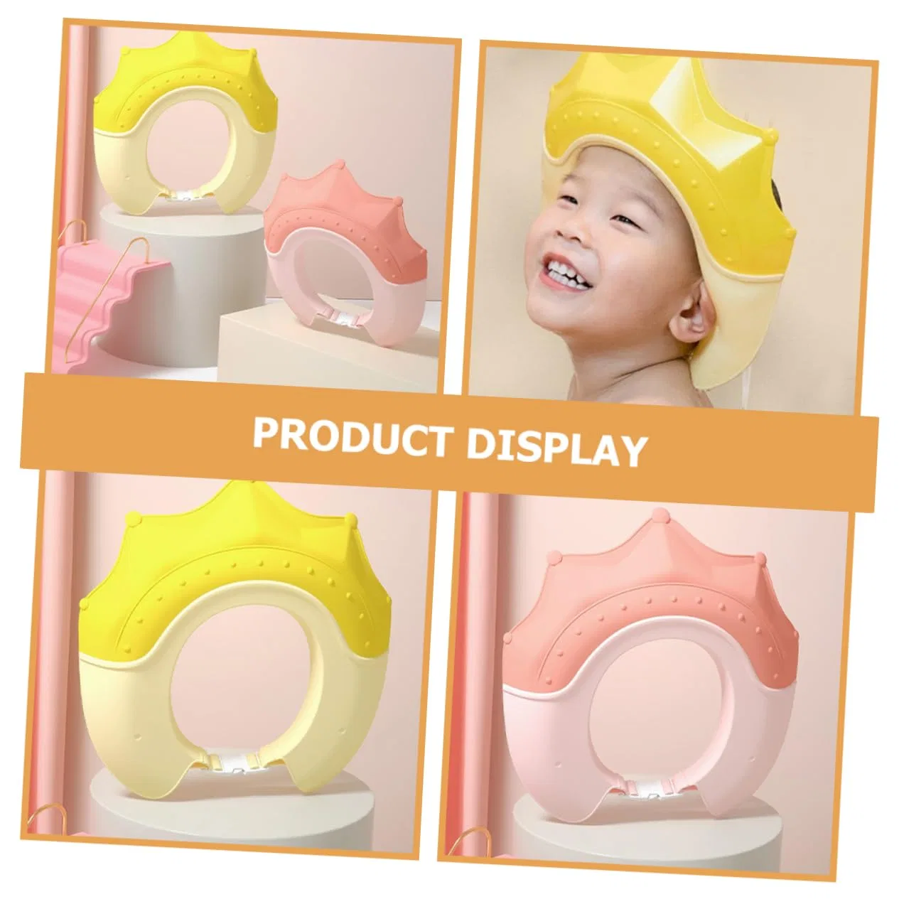 No brand Детская шапочка для душа, водостойкая, с регулировкой, TOYANDONA, 4 шт, КороллПинк — фото 3