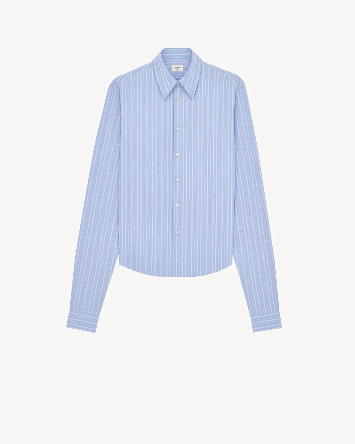 Рубашка из полосатого хлопкового поплина SAINT LAURENT, синий