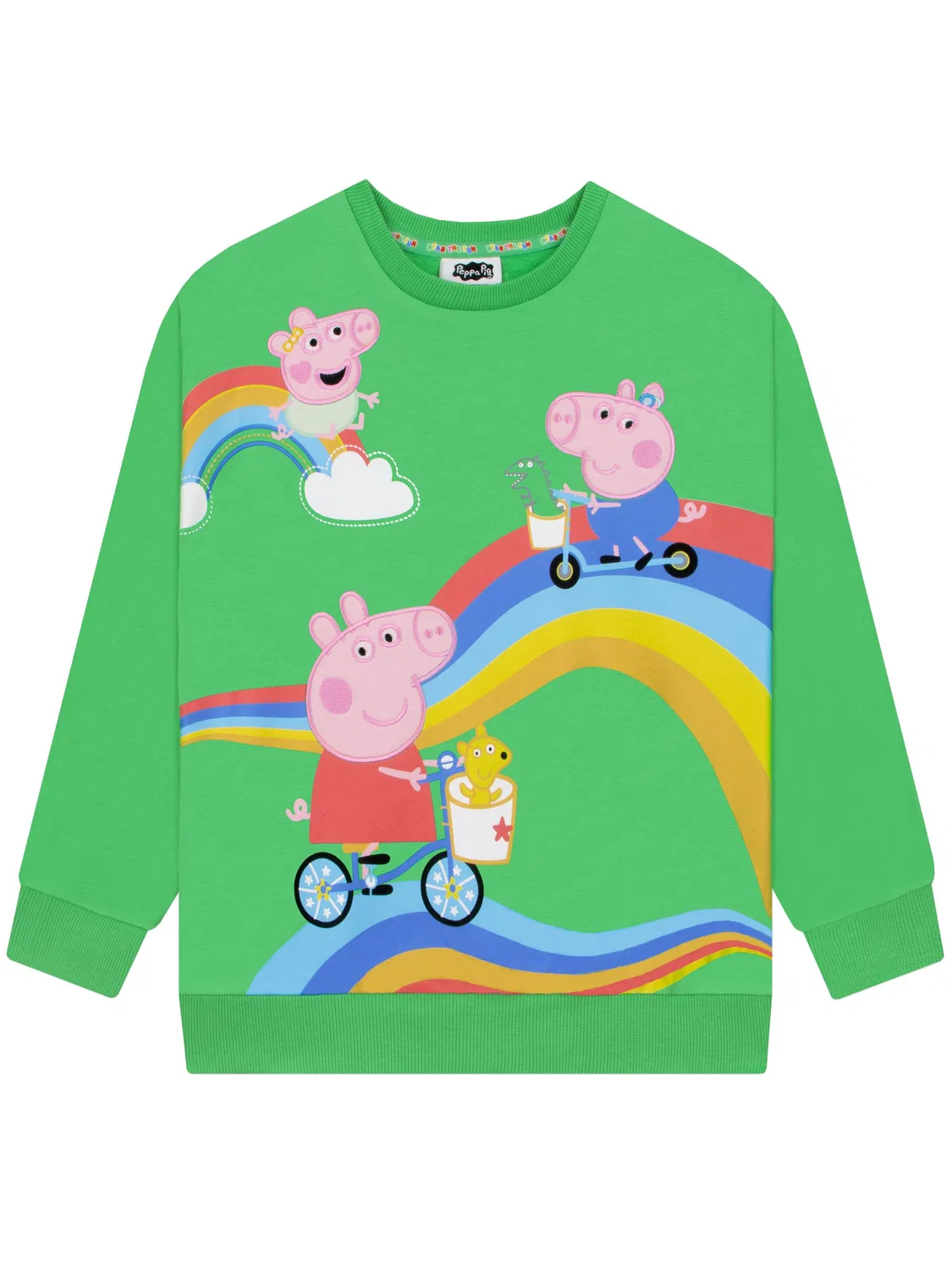 Свитшот Peppa Pig с принтом Джордж, Пеппа и Эви Character, зеленый