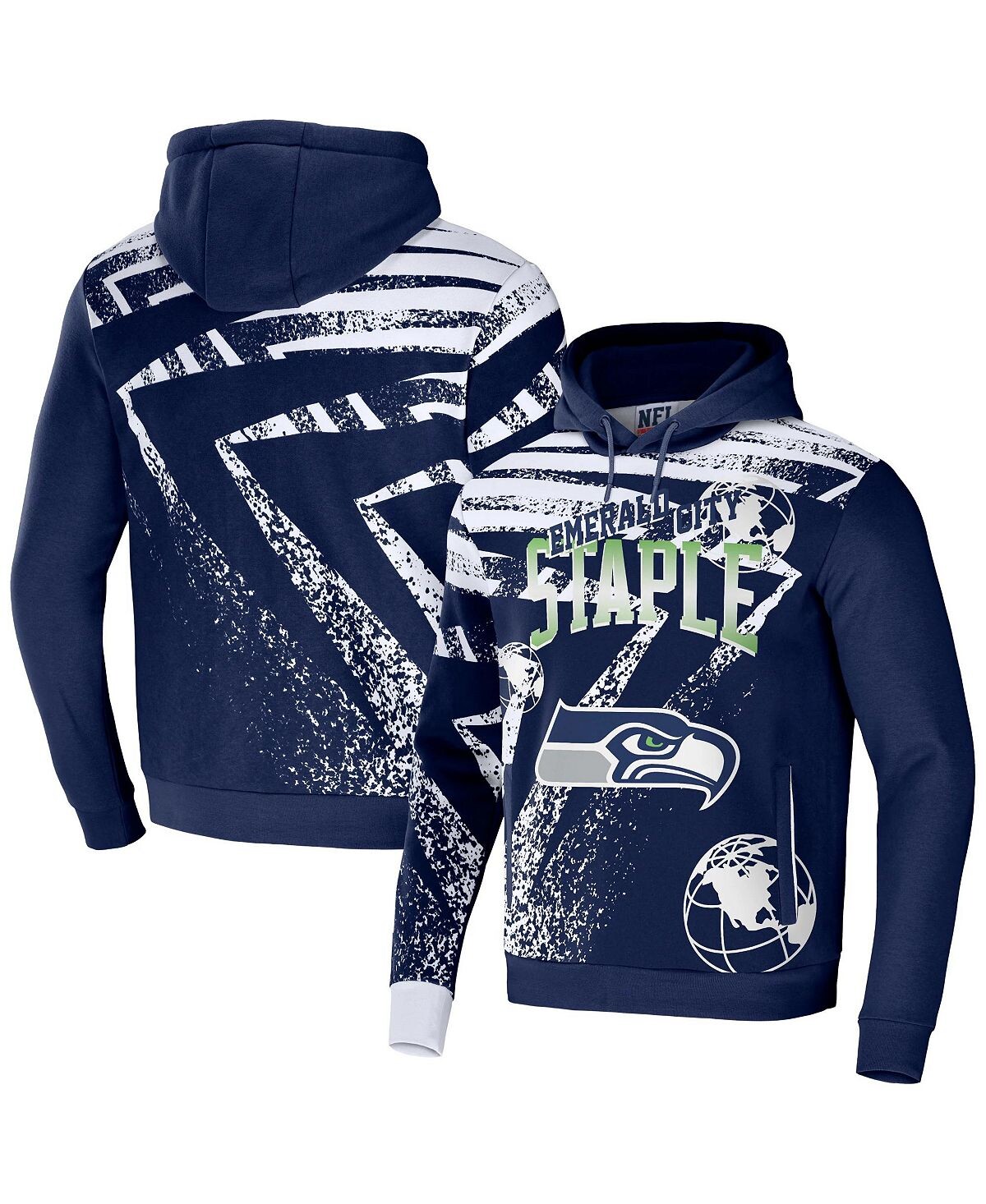 

Мужская толстовка с капюшоном nfl x staple navy seattle seahawks team slogan с принтом по всей поверхности NFL Properties, синий