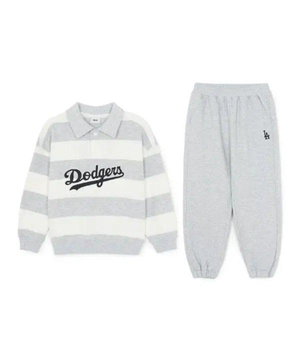 Спортивный костюм с поло и полосами, SPORTIVE VARSITY Mlb Kids, светло-серый меланж — фото 2