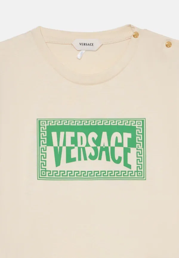 Футболка унисекс с контрастным логотипом Versace, зеленый/кремовый — фото 3