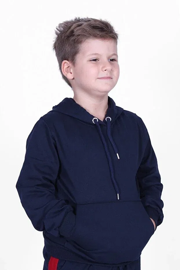 Детское худи для мальчиков с принтом X Printed Kangaroo Pocket Hooded Boy's Sweatshirt Panio Kids, Navy Blue — фото 3