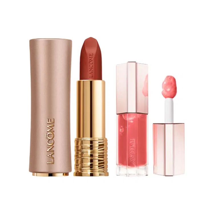 Женский косметический набор с блеском для губ и матовой помадой, LANCOME, Soft Matte Lipstick #242