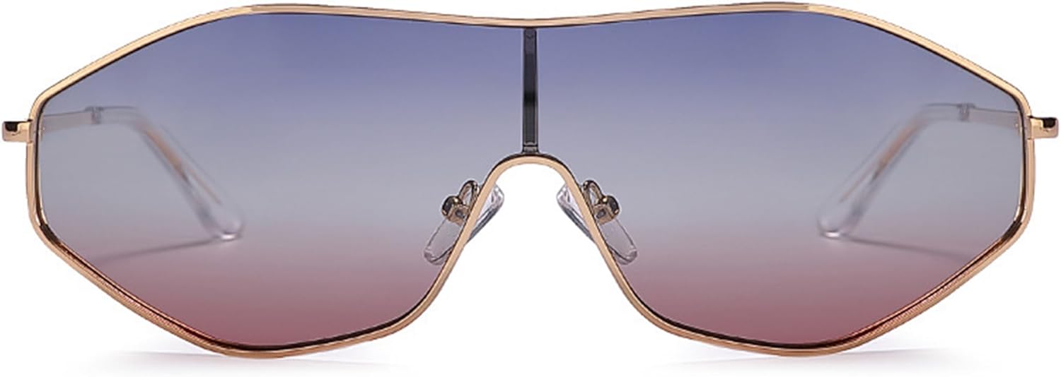 

bullabulling Ретро большие поляризованные солнцезащитные очки для женщин, винтажные большие металлические солнцезащитные очки-щитки, цельные солнцезащитные очки UV400, C4