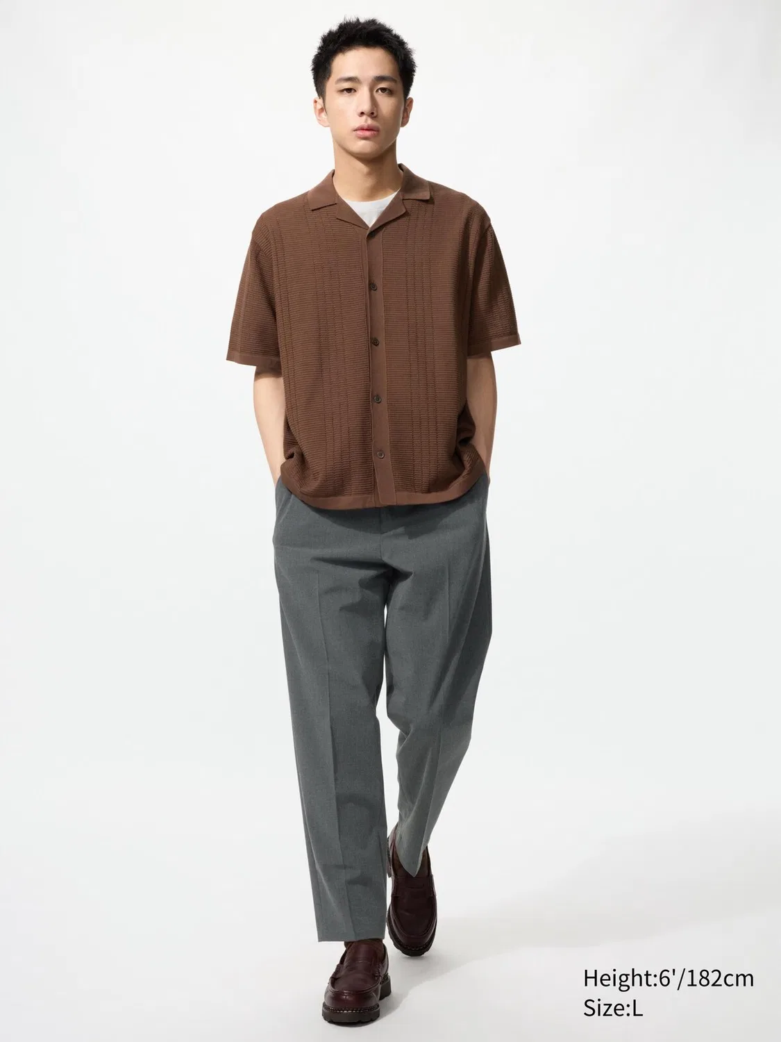 Рубашка вязаная Uniqlo, короткий рукав, стираемая, кремовый — фото 2